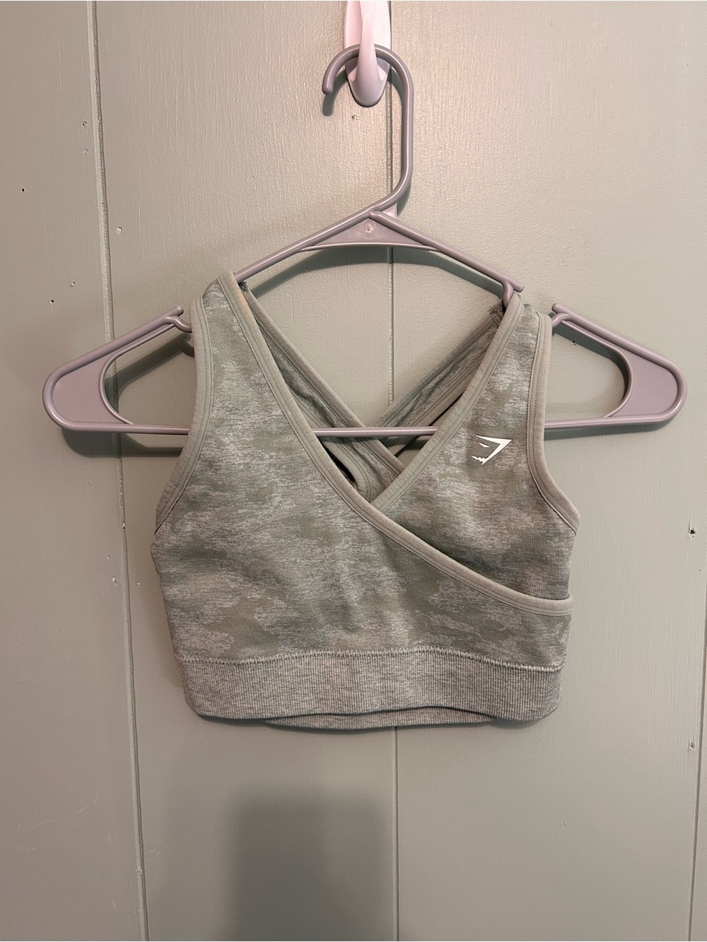 Gymshark Green Camo Cross-Back Sports Bra